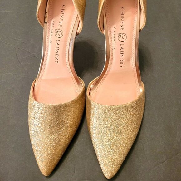 BRAND NEW CHINESE LAUNDRY POINTED TOE GOLD  SHIMMER GLITTER SHOES - Picture 3 of 16